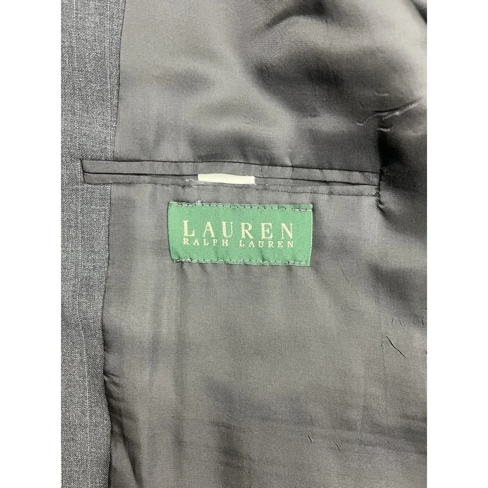Lauren Ralph Lauren Men's Blazer 46L Charcoal Gray Chalk Stripe Sport Coat‎